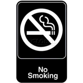 Vollrath Company 5613 Vollrath® No Smoking Sign, 5613, Black With White Print, 6" X 9" image.
