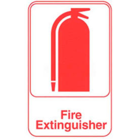Vollrath Company 5618 Vollrath® Fire Extinguisher Sign, 5618, White With Red Print, 6" X 9" image.