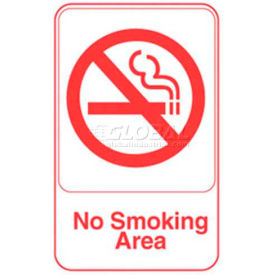 Vollrath Company 5643 Vollrath® No Smoking Area Sign, 5643, White With Red Print, 6" X 9" image.