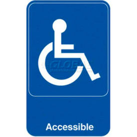 Vollrath Company 5644 Vollrath® Accessible Sign, 5644, Blue With White Print, 6" X 9" image.