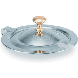 Vollrath Miramar Brass Knob Hinged Cover, for 7 qt soup inset (8230010), 10-9/16"dia x 3"H, 18-8 high-polished stainless steel, dishwasher safe, imported, 8231620
