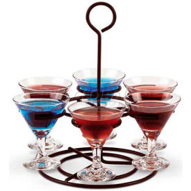 Vollrath Company WR-1026-06 Vollrath® Circular Wire Flight Caddy, WR-1026-06, Holds 6 Glasses, 9" X 11" image.