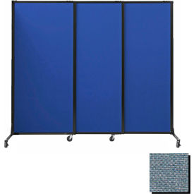 Portable Acoustical Partition Panels Sliding Panels 70""x7 Fabric With Casters Powder Blue