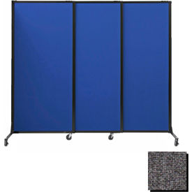 Portable Acoustical Partition Panels Sliding Panels 70""x7 Fabric With Casters Charcoal Gray