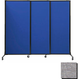 Portable Acoustical Partition Panels Sliding Panels 70""x7 Fabric With Casters Cloud Gray