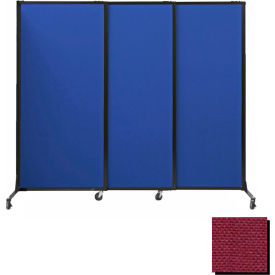 Portable Acoustical Partition Panels Sliding Panels 70""x7 Fabric With Casters Cranberry