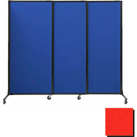 Portable Acoustical Partition Panels Sliding Panels 70""x7 Fabric With Casters Red