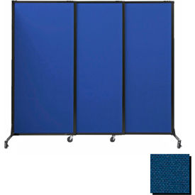 Portable Acoustical Partition Panels Sliding Panels 80""x7 Fabric With Casters Navy Blue