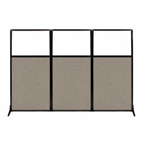 Work Station Screen with Window, 99"W x 70"H, Warm Pebble Fabric view 2