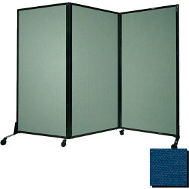 Portable Acoustical Partition Panel 80""x84"" Fabric With Casters Navy Blue