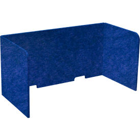 Tri-Fold Acoustical Desktop Privacy Panel, 2' x 4', Blue view 2
