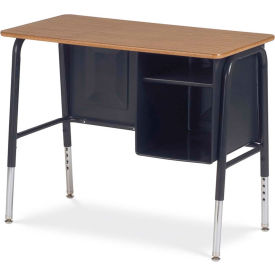 Virco Inc 765R9E084 Virco® 765 Junior Executive Student Desk 20"x34", Black Frame with Oak Top image.