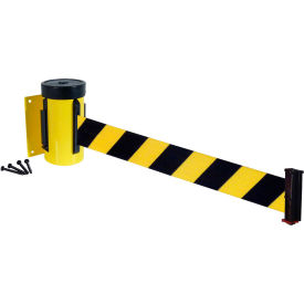 Visiontron WM700YW-BYD-RE Retracta-Belt® Wall Mount Retractable Belt Barrier, Yellow Case W/10 Black/Yellow Belt image.