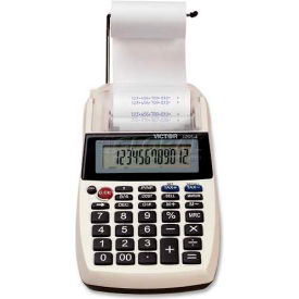 Victor® 12-Digit Printing Calculator 12054 Portable 4"" X 8"" X 1-4/5"" Black/White