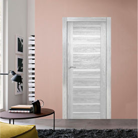 VALUSSO DESIGN LLC VD016452 Valusso Design Tampa Glazed Light Slab Door, Wood & Glass, 30"W x 80"H, Ice Maple image.