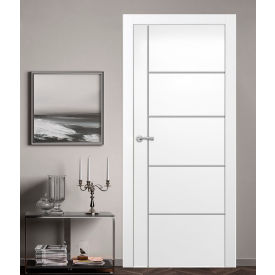 VALUSSO DESIGN LLC VD123457 Valusso Design Orlando Silver Lines Slab Door, Wood, 24"W x 80"H, White image.