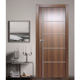 VALUSSO DESIGN LLC VD123467 Valusso Design Orlando Silver Lines Slab Door, Wood, 36"W x 80"H, Whiskey Oak image.