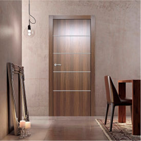 VALUSSO DESIGN LLC VD123481 Valusso Design Naples Silver Lines Slab Door, Wood, 24"W x 80"H, Whiskey Oak image.