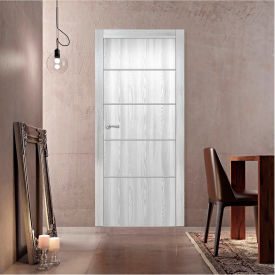 VALUSSO DESIGN LLC VD123487 Valusso Design Naples Silver Lines Slab Door, Wood, 24"W x 80"H, Ice Maple image.