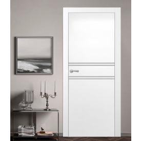 VALUSSO DESIGN LLC VD123493 Valusso Design Key-West Silver Lines Slab Door, Wood, 24"W x 80"H, White image.