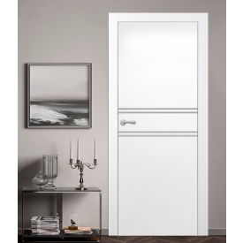 VALUSSO DESIGN LLC VD123499 Valusso Design Key-West Silver Lines Slab Door, Wood, 24"W x 80"H, Whiskey Oak image.