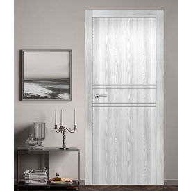VALUSSO DESIGN LLC VD123509 Valusso Design Key-West Silver Lines Slab Door, Wood, 36"W x 80"H, Ice Maple image.