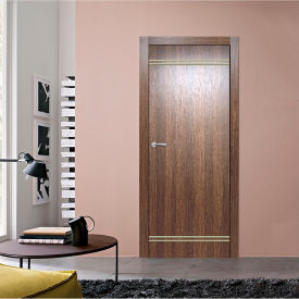 VALUSSO DESIGN LLC VD123536 Valusso Design Cape-Coral Gold Lines Slab Door, Wood, 28"W x 80"H, Whiskey Oak image.