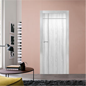 VALUSSO DESIGN LLC VD123613 Valusso Design Key-Largo Silver Lines Slab Door, Wood, 24"W x 80"H, Ice Maple image.