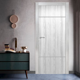 VALUSSO DESIGN LLC VD123631 Valusso Design Largo Silver Lines Slab Door, Wood, 24"W x 80"H, Ice Maple image.