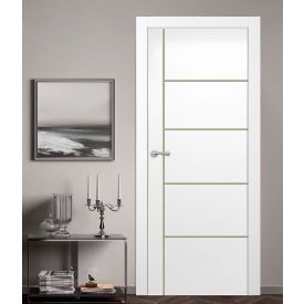VALUSSO DESIGN LLC VD123655 Valusso Design Orlando Gold Lines Slab Door, Wood, 24"W x 80"H, White image.