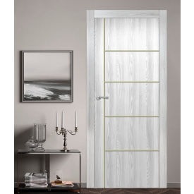 VALUSSO DESIGN LLC VD123667 Valusso Design Orlando Gold Lines Slab Door, Wood, 24"W x 80"H, Ice Maple image.