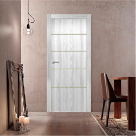 VALUSSO DESIGN LLC VD123685 Valusso Design Naples Gold Lines Slab Door, Wood, 24"W x 80"H, Ice Maple image.