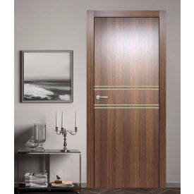 VALUSSO DESIGN LLC VD123699 Valusso Design Key-West Gold Lines Slab Door, Wood, 30"W x 80"H, Whiskey Oak image.