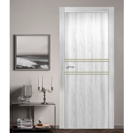 VALUSSO DESIGN LLC VD123703 Valusso Design Key-West Gold Lines Slab Door, Wood, 24"W x 80"H, Ice Maple image.