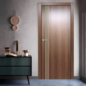 VALUSSO DESIGN LLC VD123715 Valusso Design Gainesville Gold Lines Slab Door, Wood, 24"W x 80"H, Whiskey Oak image.