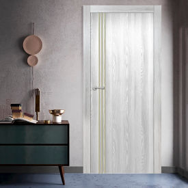 VALUSSO DESIGN LLC VD123722 Valusso Design Gainesville Gold Lines Slab Door, Wood, 28"W x 80"H, Ice Maple image.