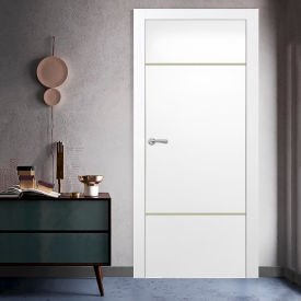 VALUSSO DESIGN LLC VD123763 Valusso Design Largo Gold Lines Slab Door, Wood, 24"W x 80"H, White image.