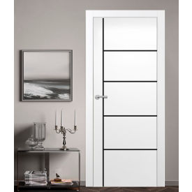 VALUSSO DESIGN LLC VD123802 Valusso Design Orlando Night Lines Slab Door, Wood, 32"W x 80"H, White image.
