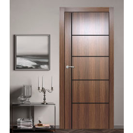 VALUSSO DESIGN LLC VD123805 Valusso Design Orlando Night Lines Slab Door, Wood, 24"W x 80"H, Whiskey Oak image.