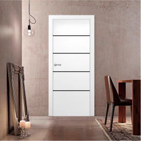 VALUSSO DESIGN LLC VD123817 Valusso Design Naples Night Lines Slab Door, Wood, 24"W x 80"H, White image.