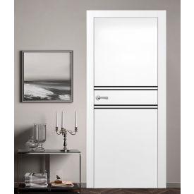 VALUSSO DESIGN LLC VD123836 Valusso Design Key-West Night Lines Slab Door, Wood, 28"W x 80"H, White image.