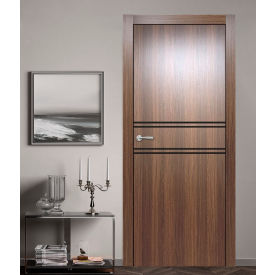 VALUSSO DESIGN LLC VD123842 Valusso Design Key-West Night Lines Slab Door, Wood, 28"W x 80"H, Whiskey Oak image.