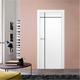 VALUSSO DESIGN LLC VD123889 Valusso Design Key-Largo Night Lines Slab Door, Wood, 24"W x 80"H, White image.
