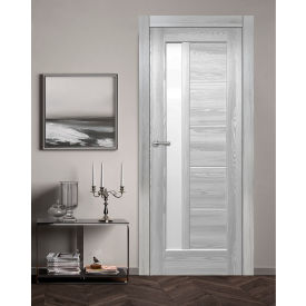 VALUSSO DESIGN LLC VD804808 Valusso Design Pensacola Glazed Light Slab Door, Wood & Glass, 28"W x 80"H, Ice Maple image.