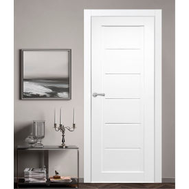 VALUSSO DESIGN LLC VD820263 Valusso Design Kissimmee Glazed Light Slab Door, Wood & Glass, 24"W x 80"H, White image.