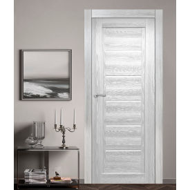 VALUSSO DESIGN LLC VD820270 Valusso Design Kissimmee Glazed Light Slab Door, Wood & Glass, 36"W x 80"H, Ice Maple image.