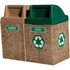 Wausau Tile Recycling Can, 90 Gallon, Gray/Tan