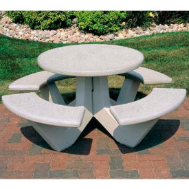 Wausau Tile TF3125G23F/A23Y Wausau Tile® 66" Concrete Round Picnic Table, Gray image.