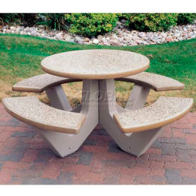 Wausau Tile TF3125G22F/A22Y Wausau Tile® 66" Concrete Round Picnic Table, Sand image.