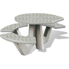 Wausau Tile TF3128G23F/A23Y Wausau Tile® 66" Concrete Oval Picnic Table, ADA Compliant, Gray image.